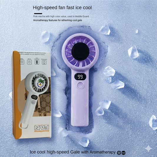 Rechargeable Mini Handheld Fan with Digital Display
