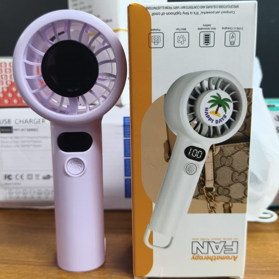 Rechargeable Mini Handheld Fan with Digital Display