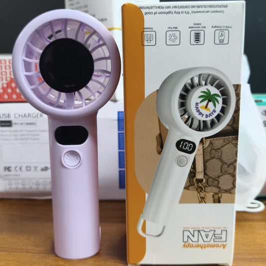Rechargeable Mini Handheld Fan with Digital Display